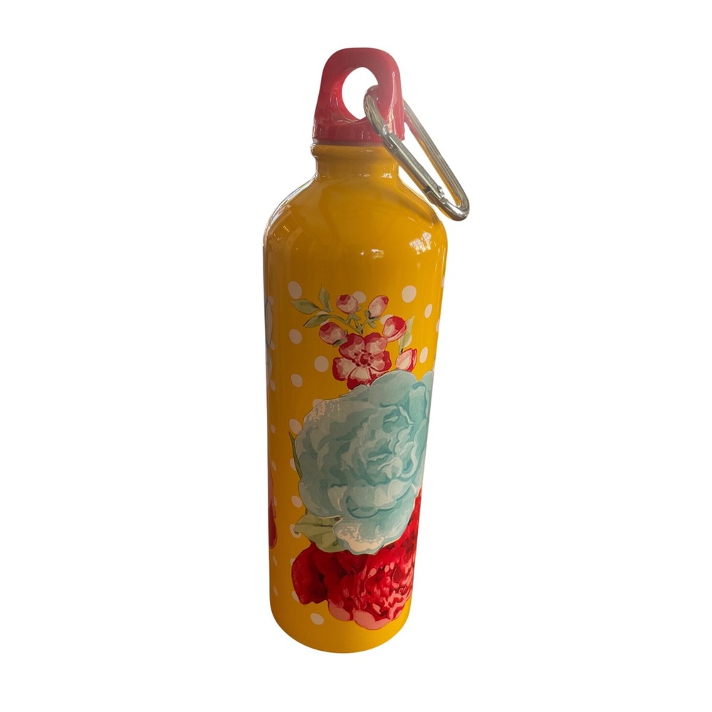 The Pioneer‎ Woman Yellow Floral Polka Dot Stainless Steel Water Bottle 25 oz